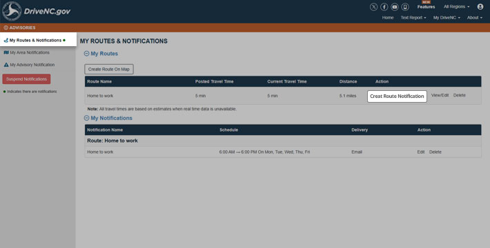 Creating alert for your route