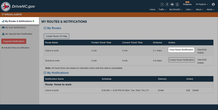 Creating alert for your route