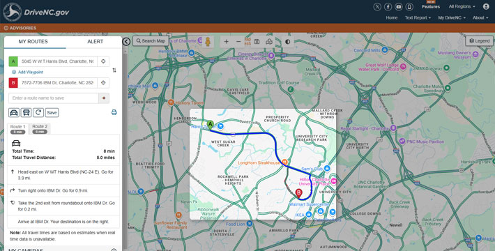 Creating and saving customized route