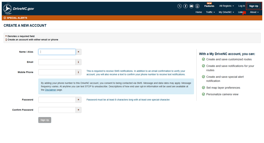 Signing up with DriveNC